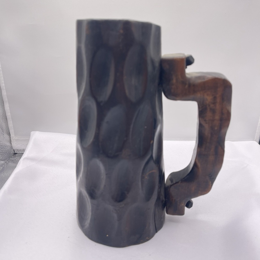 Antique Wooden Hand Carved Coffee/beer Mug Rustic Medieval Tankard Groomsmen